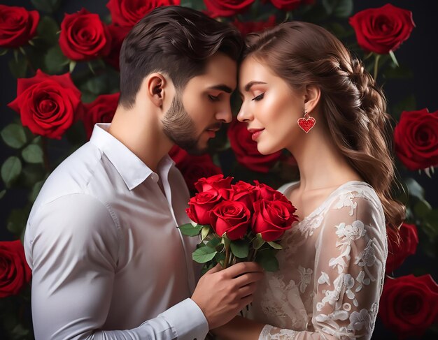 sfondo del giorno di San Valentino coppia romantica con rose felice celebrazione del giorno di san Valentino
