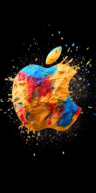 Sfondo del logo Apple che sbiadisce in particelle Immagine generata da AI