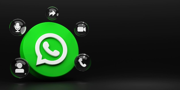 Sfondo del logo dell'applicazione di rendering 3d di Whatsapp Piattaforma di social media Whatsapp