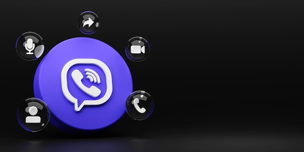 Sfondo del logo dell'applicazione di rendering 3d Viber Piattaforma di social media Viber