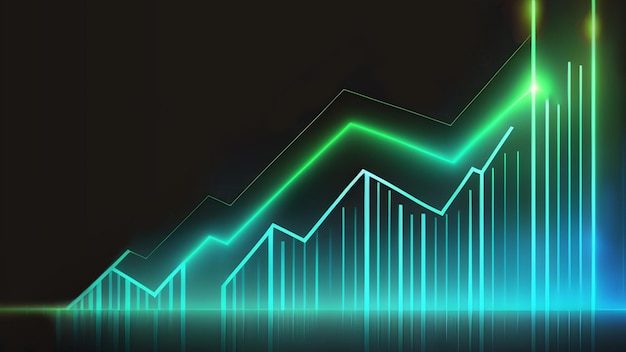 Sfondo del mercato azionario al neon con gradienti e copia spazio