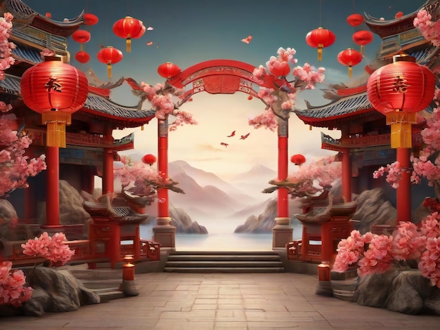 sfondo del nuovo anno cinese tradizionale festa di primavera migliore qualità carta da parati iper-realistica