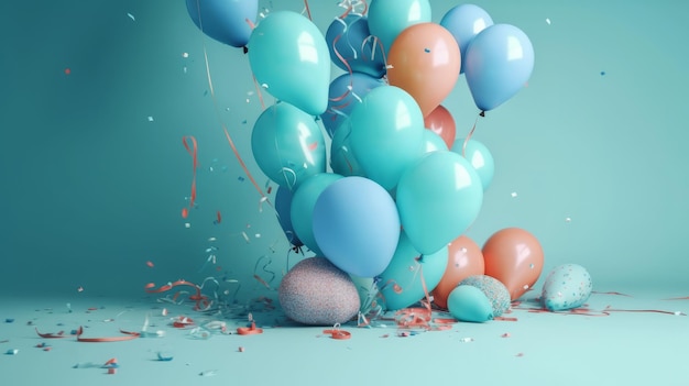 Sfondo del palloncino di compleanno Illustrazione AI GenerativexA