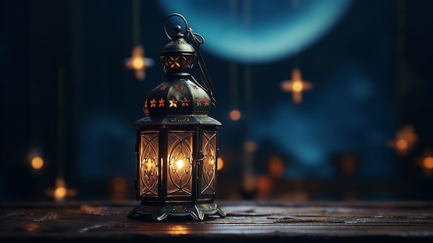 Sfondo del Ramadan con una candela Generative Ai