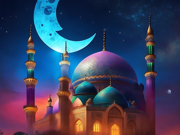 Sfondo del Ramadan illustrazione della moschea sfondo della moschea Ramadan Mubarak Carta da parati del Ramadan