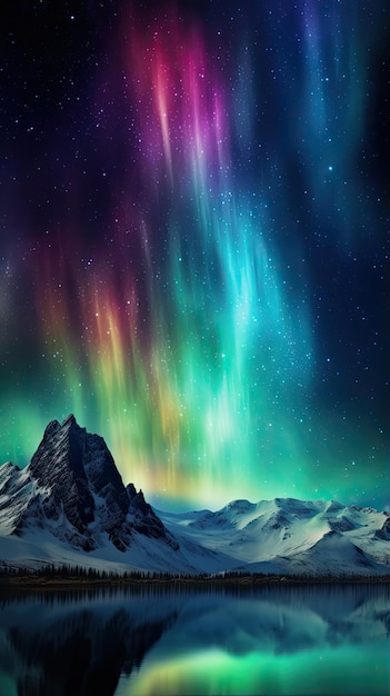 Sfondo dell'aurora boreale celeste nel cielo polare per il telefono