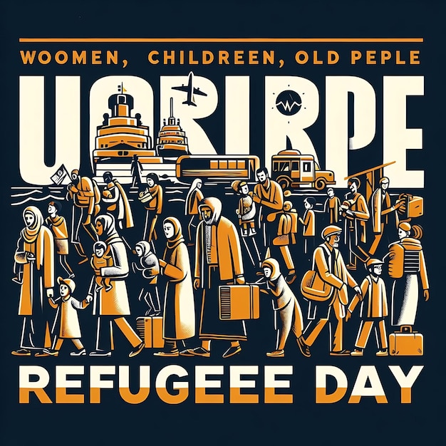 Sfondo dell'illustrazione vettoriale della Giornata Mondiale dei Rifugiati