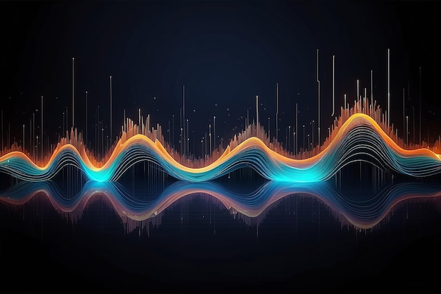 sfondo dell'onda sonora astratto linee luminose sfondo equalizzatore digitale delle onde sonore generativo ai