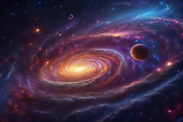 Sfondo dell'universo a spirale Sfondo dello spazio Sfondo della galassia Sfondo della Via Lattea AI generativo