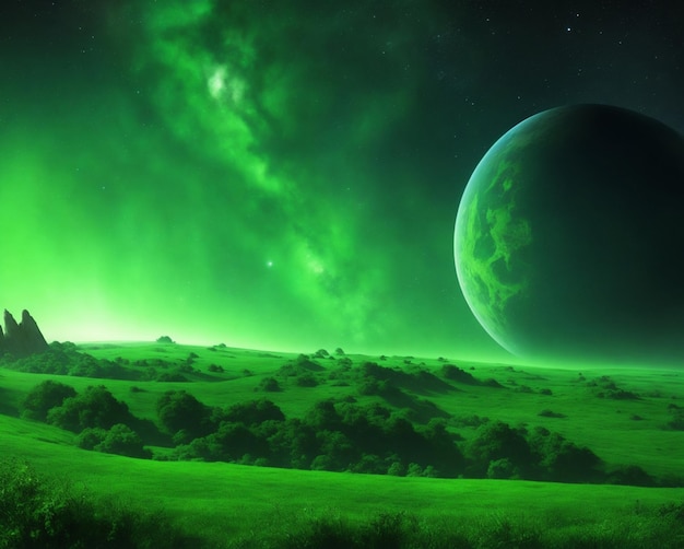 sfondo dell'universo dello spazio verde della foto