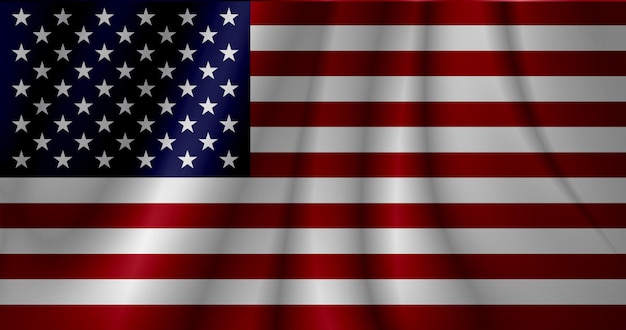 sfondo della bandiera degli stati uniti d'america su tessuto ondulato lucido in un ambiente cupo