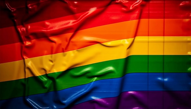 Sfondo della bandiera LGBT arcobaleno Bandiera colorata che soffia nel vento Illustrazione 3D Generativo Ai