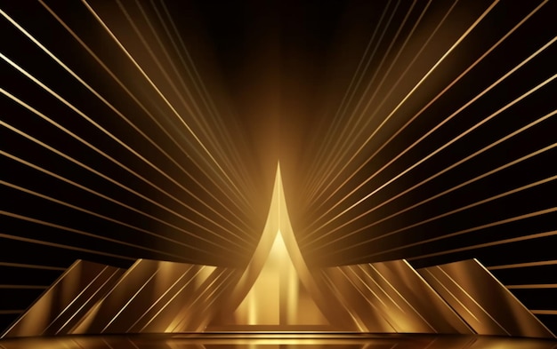 Sfondo della cerimonia di premiazione con forme dorate e raggi di luce Sfondo astratto di lusso