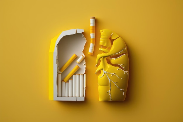 Sfondo della giornata mondiale senza tabacco Concetto vietato fumare con teschio e sigaretta Ai generativo