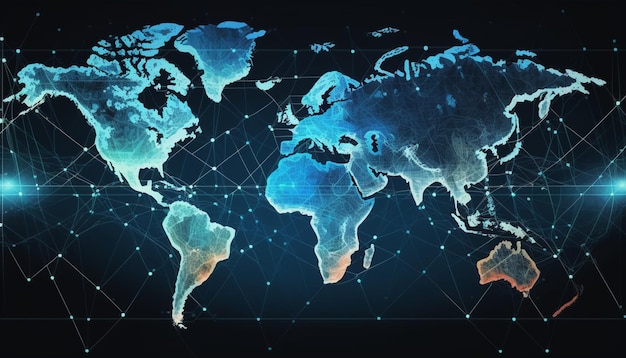 Sfondo della mappa del mondo della struttura della connessione di rete