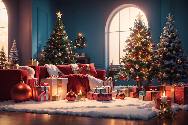 sfondo della scatola regalo dell'albero di Natale