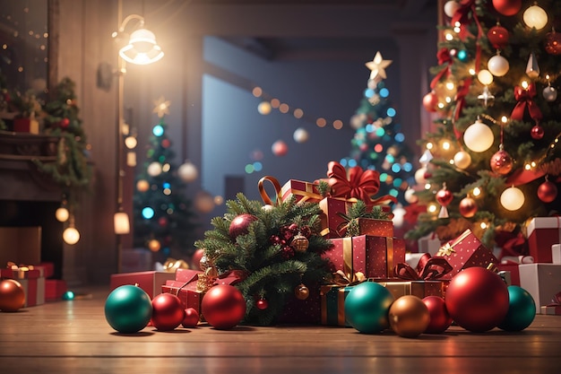 sfondo della scatola regalo dell'albero di Natale