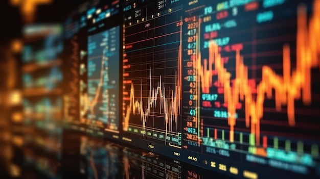 Sfondo della schermata dati del grafico del mercato azionario