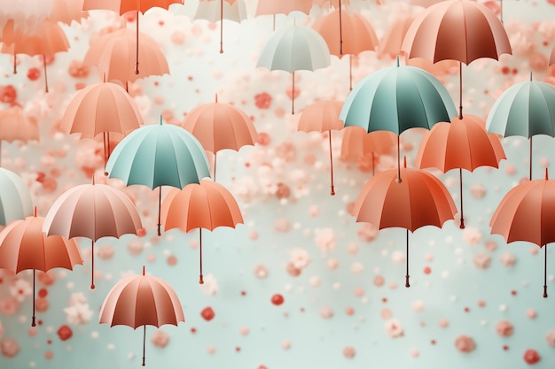 sfondo della stagione delle piogge con ombrello pastello