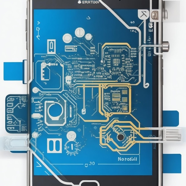 sfondo della tecnologia degli smartphone mobili digitali vettoriali con diagramma di circuito