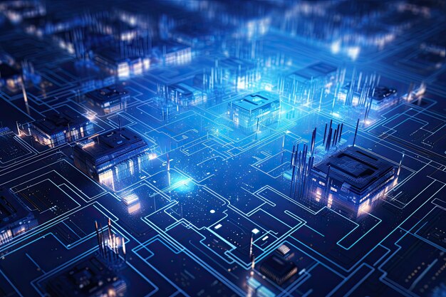 Sfondo della tecnologia del circuito stampato immagine dai toni del rendering 3d