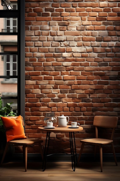 Sfondo delle vibrazioni della caffetteria Sfondo del muro di mattoni Sfondo della scena del caffè v Flusso del creatore di contenuti