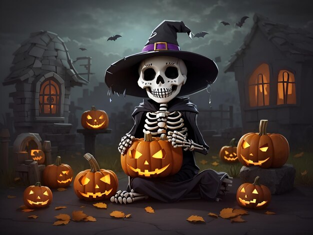 sfondo dello scheletro divertente di Halloween