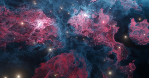 Sfondo dello spazio con nebulosa viola e stelle Illustrazione 3d per l'uso con progetti di ricerca scientifica e istruzioneBellezza dello spazio profondo Grafica colorata per lo sfondo