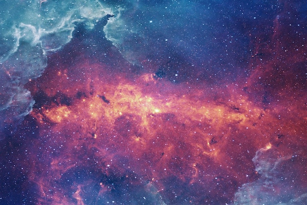 Sfondo dello spazio profondo Nuvola interstellare rossa e blu di polvere e gas Sfondo spaziale con nebulosa e stelle