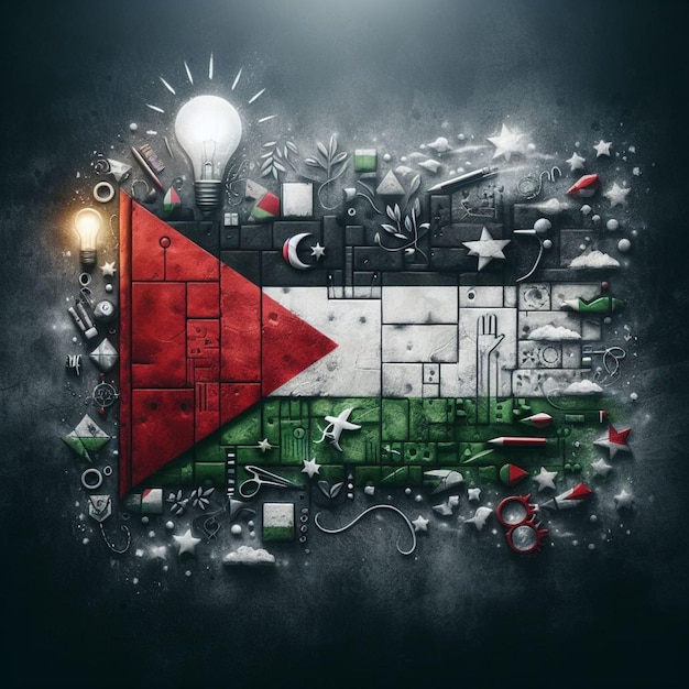 sfondo depresso con la bandiera palestinese una metafora visiva per lo spirito e la forza duratura
