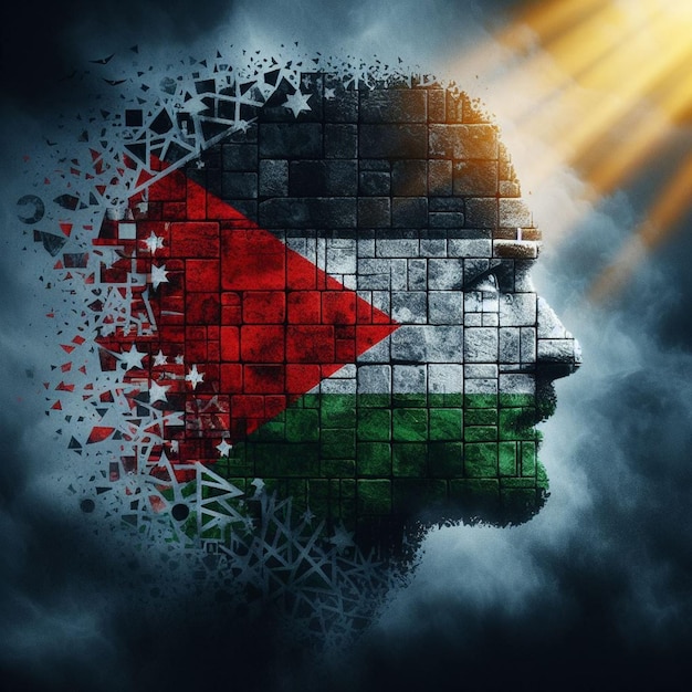 sfondo depresso con la bandiera palestinese una metafora visiva per lo spirito e la forza duratura