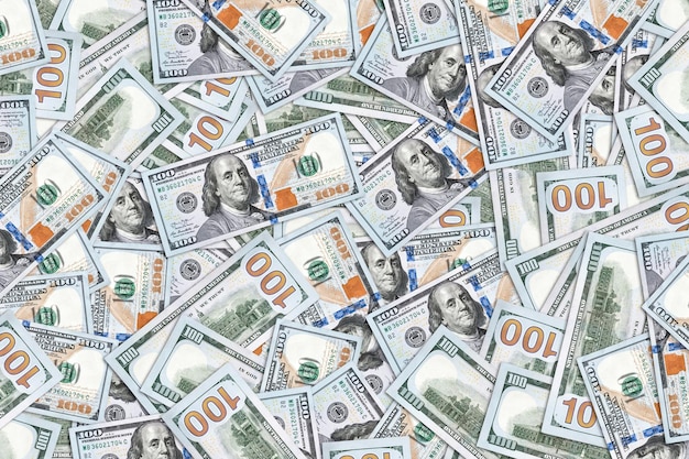 Sfondo di 100 banconote da un dollaro texture monetaria La ricchezza del concetto I grandi profitti Milioni di dollari USA