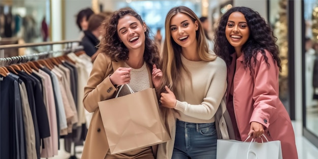 sfondo di amici dello shopping felice