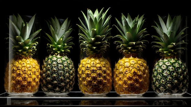 Sfondo di ananas succoso e maturo Foto primo piano del cibo