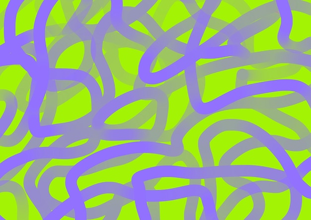 Sfondo di arte astratta colore verde brillante con linee viola a vortice ondulato Sfondo con nastro viola fluido curva Motivo a onde Design grafico moderno con elemento futuristico