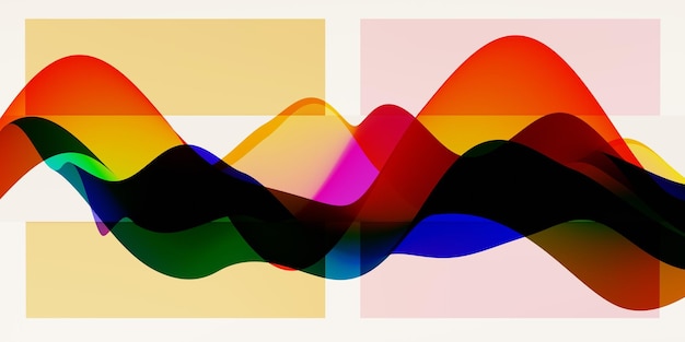 Sfondo di arte astratta con onde multicolori e forme geometriche rettangolari per l'intestazione web