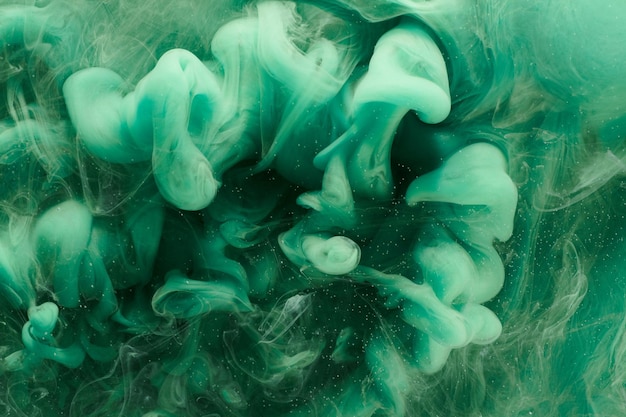 Sfondo di arte liquida a contrasto verde Esplosione di inchiostro vernice nuvole astratte di fumo mockup acquerello sott'acqua