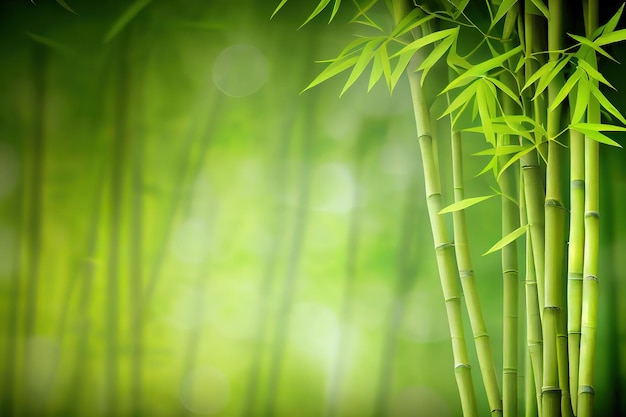 Sfondo di bambù verde foglie fresche sull'albero come concetto di natura ecologia e ambiente Ai generativo