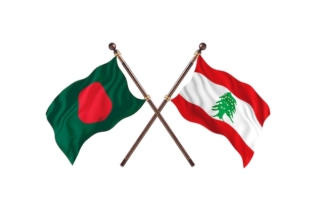 Sfondo di bandiere del Bangladesh contro il Libano
