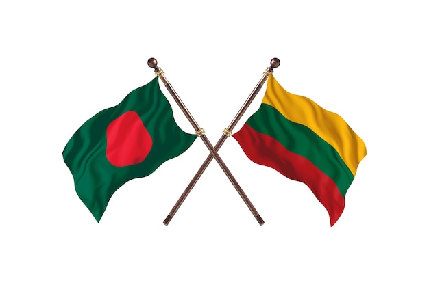 Sfondo di bandiere del Bangladesh contro la Lituania