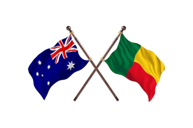 Sfondo di bandiere dell'Australia contro il Benin