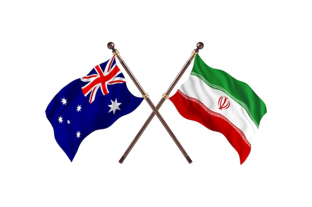 Sfondo di bandiere dell'Australia contro l'Iran