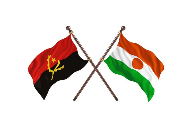 Sfondo di bandiere di due paesi dell'Angola contro il Niger