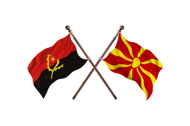 Sfondo di bandiere di due paesi dell'Angola contro Macedonia