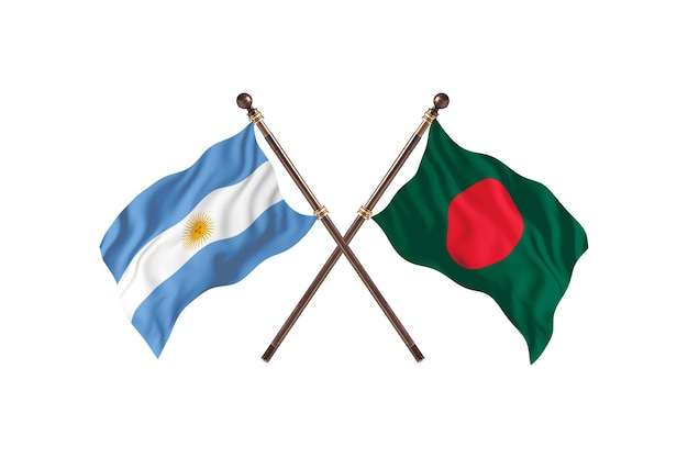 Sfondo di bandiere di due paesi dell'Argentina contro il Bangladesh