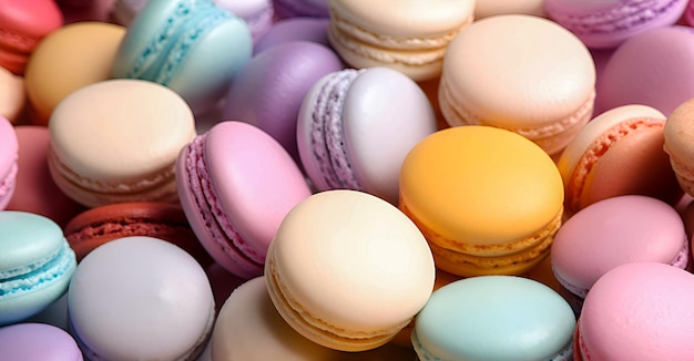 Sfondo di biscotti macarons colorati Banner