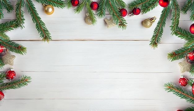 Sfondo di Capodanno e Natale con albero di Natale su sfondo bianco in legno Buon Natale