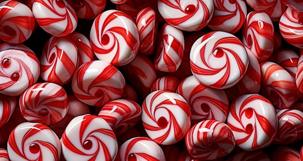 Sfondo di caramelle di Natale a strisce rosse IA generativa