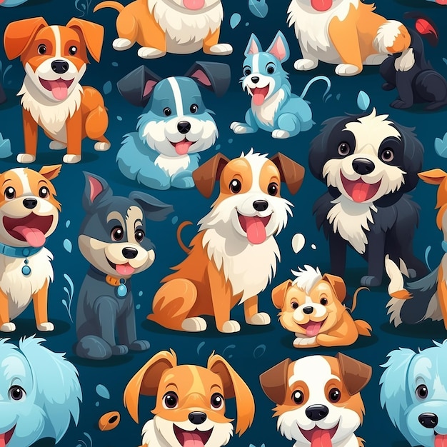 sfondo di cartoni animati cani carini modello senza cuciture
