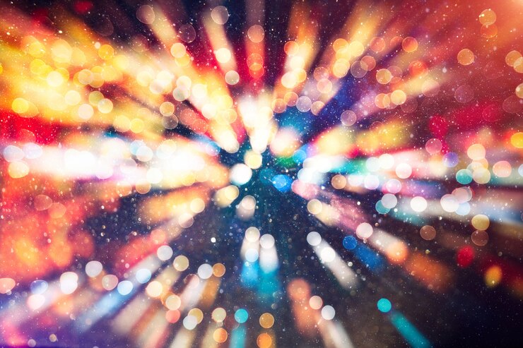 Foto sfondo di celebrazione con luci dorate sfocate per natale, capodanno, vacanze, feste
